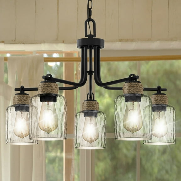 Luxury Natural Chandelier, Matte Black, UQL4523