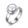 thumbnail image 1 of Luxury Natural Pearl Band Women's Stainless Steel Wedding Engagement Ring Sz 7-9, 1 of 6