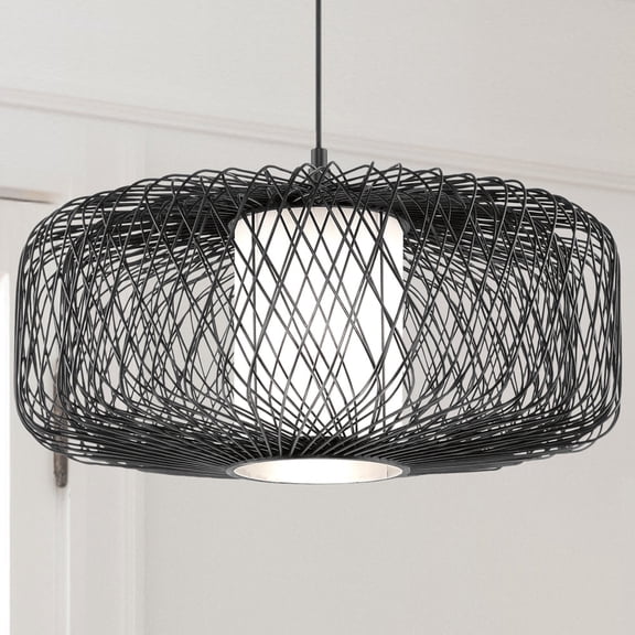 Luxury Natural Pendant, Black Rattan, UHP4533