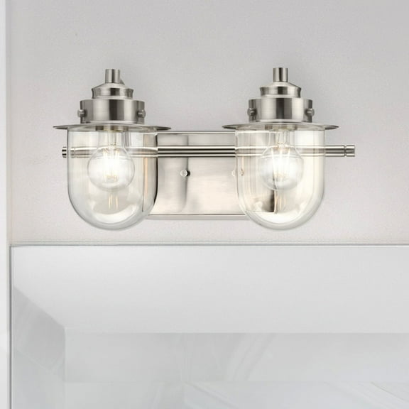 Luxury Nautical Bath Light, Small Size: 8''H x 7.5''W, with Coastal Style Elements, Brushed Nickel Finish, UHP4743 from the Napoleon Collection by Urban Ambiance