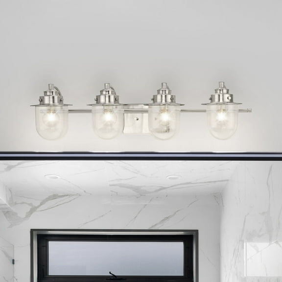 Luxury Nautical Bath Light, Small Size: 8''H x 7.5''W, with Coastal Style Elements, Brushed Nickel Finish, UHP4749 from the Napoleon Collection by Urban Ambiance