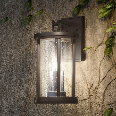 Luxury Nautical Outdoor Wall Sconce, 18''H x 10''W, with Coastal Style Elements, Mediterranean Design, Oil Rubbed Bronze Finish and Seedy Glass, UEX1042