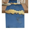 thumbnail image 1 of Luxury Navy Blue Burlap Cotton Table Runner 13x60 Inches Long, Golden Contemporary Abstract Farmhouse Table Runners, Outdoor Dining Tablecloths Decor for Baby Shower/Party/Wedding, 1 of 6