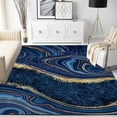 thumbnail image 1 of Luxury Navy Blue Gold Swirl Marble Texture Art Rug, Nordic Abstract Art Machine Washable Area Rug, Soft Non-Slip Washable Mat For Living Room Bedroom Porch Hallway Dining Table 5x8ft, 1 of 6