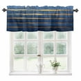 thumbnail image 1 of Luxury Navy Blue Kitchen Valances for Windows 42x12 Inch Kitchen Curtains Valances Rod Pocket Golden Contemporary Abstract Bathroom Window Valances for Window Treatment Decor, 1 of 6