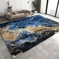 thumbnail image 1 of Luxury Navy Blue Marble Area Rugs, Nordic Modern Golden Print Indoor Rugs, Anti-Slip Backing Washable Floor Carpet For Study Dining Room 3 x 4ft, 1 of 6