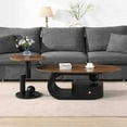 thumbnail image 1 of Luxury Nesting Coffee Table Set of 2 for Living Room: Modern Black & Brown Oval/Round Tables w/ Storage Drawer, 47.24" & 19.69" MDF & Iron Frame, Durable & Stylish, 1 of 7