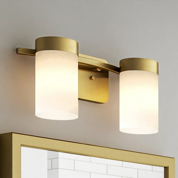 Luxury New-Traditional Bath Light, 7''H x 15''W, Satin Gold Finish, Cashel Collection, by Urban Ambiance