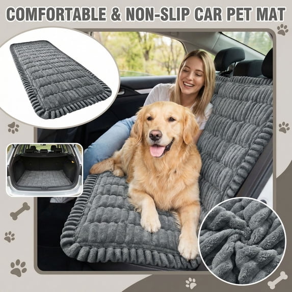 Luxury Non-Slip Pet Car Mat, Thickened Plush Dog Seat Cover for Vehicle Backseat, Soft Universal Furniture Protector for SUVs and Trucks, Cozy Pet Travel Cushion for Large Dogs, 137x60cm