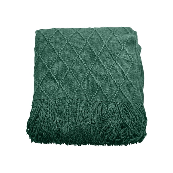 Luxury Nordic Minimalist Natural Healing Style Throw Blanket - Knitted With Tassels, Dark Green Color, Versatile For Yoga, Napping, Sofa, Air Conditioning, Bed Cover - Soft And
