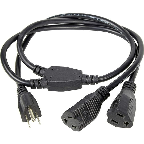 Luxury Office 2 Way Outlet Splitter 3 Prong Split Extension Cord For Home Office 3ft 1 Piece
