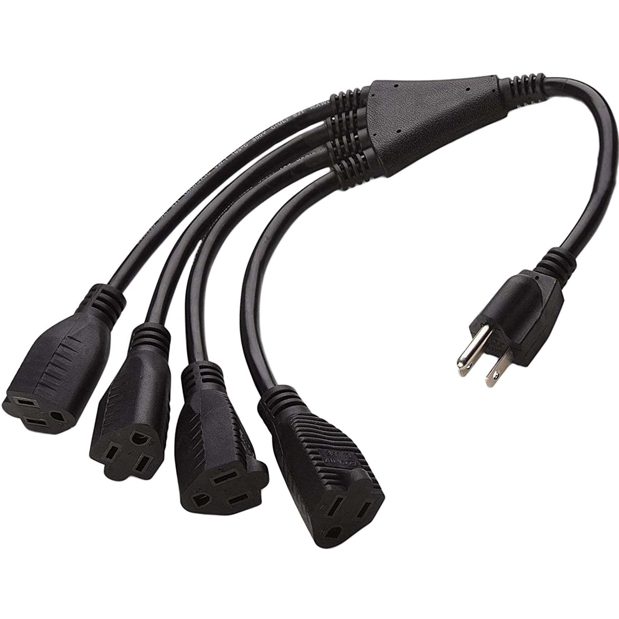 Luxury Office 4 Way Outlet Splitter 3 Prong Split Extension Cord For Home Office 1.5 ft 1 Piece
