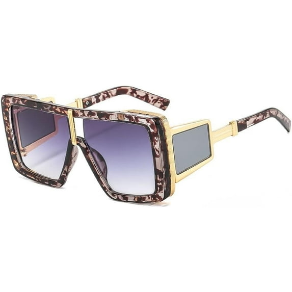 Luxury One Piece Sunglasses For Women Vintage Oversized Gradient Sun Glasses Men Wide Leg Beige Shades