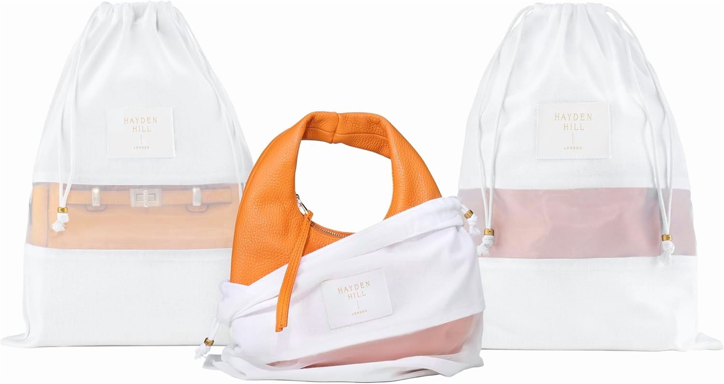 Luxury Organic Cotton Dust Bags For Handbags - 3 Pack Small - 15" Purse Dust Bags, Shoes and Handbag Covers For Storage - Carbon Neutral Protector Dustbags
