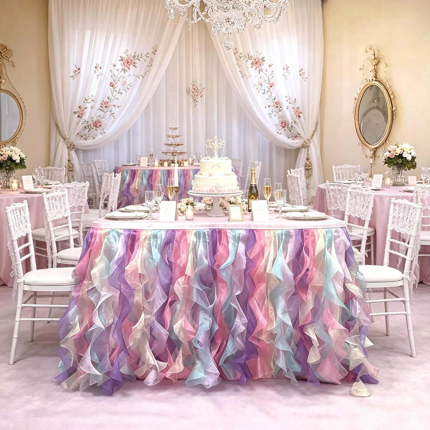 Luxury Organza Mesh Table Skirt Draping Floating Romance - Perfect for ...