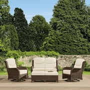 Hillga Luxury Furniture High Back Loveseat Sofa and Rocker Chairs Porch 5-Pieces