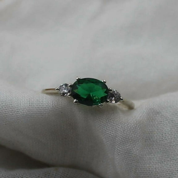 Luxury Oval Emerald Wedding Ring 925 Sterling Silver Ring - Moissanite Ring Gift for Him