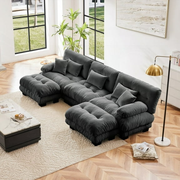 Luxury Oversized U Shaped Cloud Couch with Chenille Gray|Flexible Combination