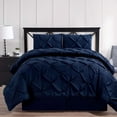 thumbnail image 1 of Luxury Oxford Pinch Pleated Down Alternative Comforter Set With Bed Skirt- Navy - California King, 1 of 4