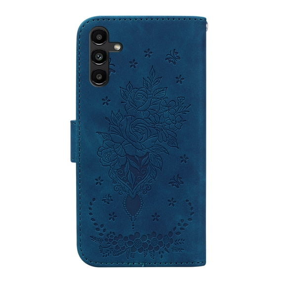 Luxury PU Leather Compatible Case for Samsung Galaxy A13 5G Flip Book Wallet case,Shockproof Embossed Pattern Magnetic Folio Credit Card Holder Cellphone Phone Cover For Samsung Galaxy A13 5G,Blue