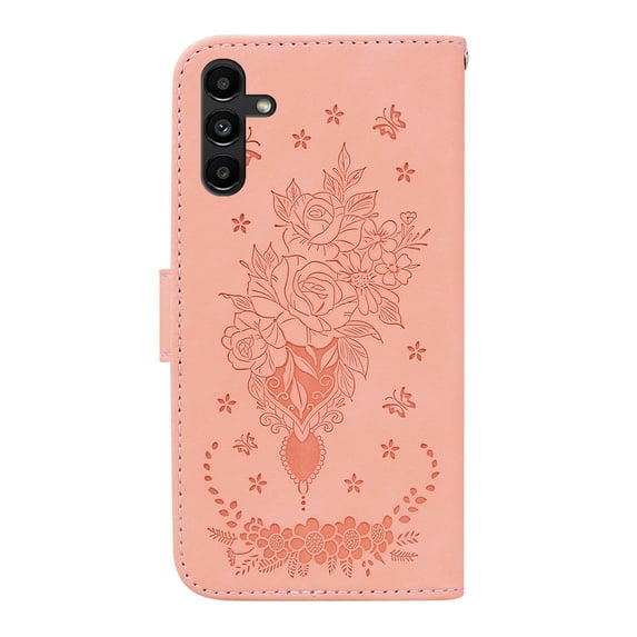 Luxury PU Leather Compatible Case for Samsung Galaxy A13 5G Flip Book Wallet case,Shockproof Embossed Pattern Magnetic Folio Credit Card Holder Cellphone Phone Cover for Samsung Galaxy A13 5G,Pink