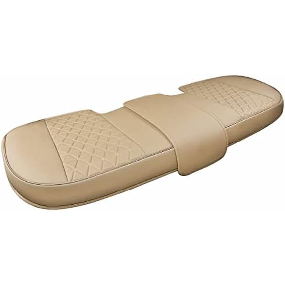 Luxury PU Leather Rear Bench Car Seat Cover Adjustable Length (49-55'') Fits 90% Standard 5 Seats (Sedan SUV), for Seat Bottom Only, Triangle Quilting Design, Beige