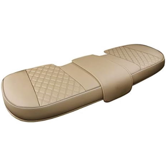 Luxury PU Leather Rear Car Seat Cover, Compatible with Most Vehicles with 5 Seats, Adjustable Length 49-55'', Diamond Pattern Embroidery (Beige)