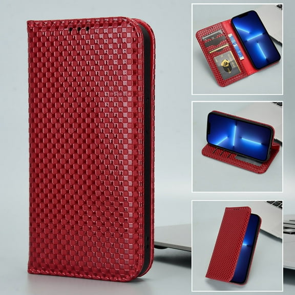 Luxury PU Leather Wallet For Galaxy S21, Folio Premium Leather Phone Case with Kickstand Card Holder Magnetic Flip Shockproof Protective Cover for For Samsung Galaxy S21, Winered