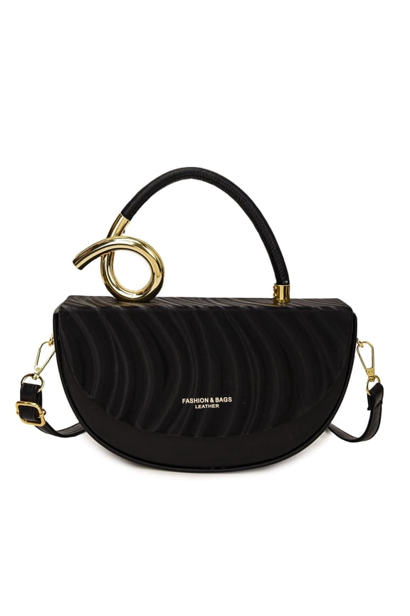 Luxury PU Saddle Bag for Women, Metal Ring Detail & Magnetic Snap Closure, Adjustable Strap Shoulder Crossbody Handbag for Daily Use (9.84" x 5.12" x 2.76", 0.93 lb)