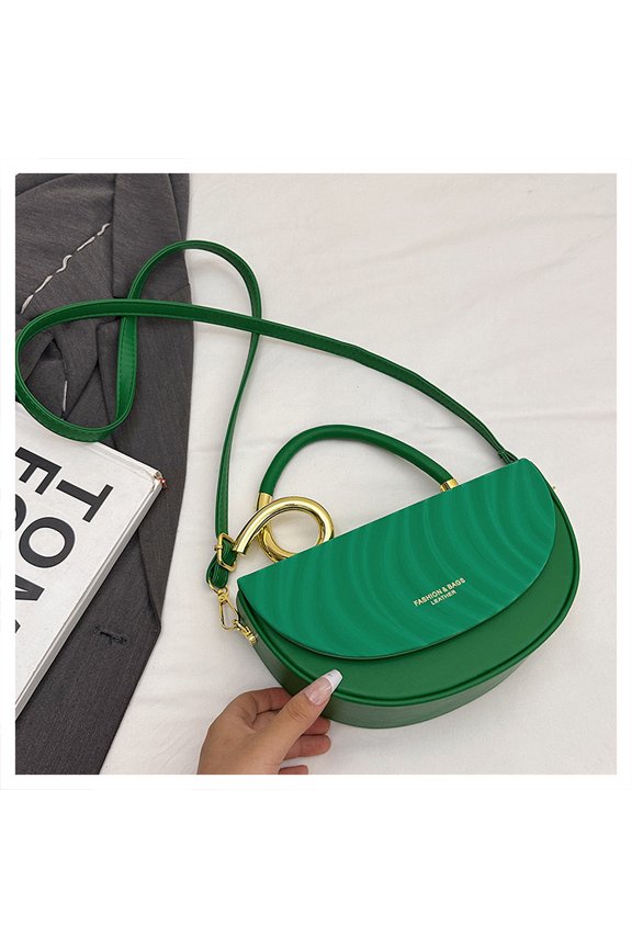 Luxury PU Saddle Bag for Women, Metal Ring Detail & Magnetic Snap Closure, Adjustable Strap Shoulder Crossbody Handbag for Daily Use (9.84" x 5.12" x 2.76", 0.93 lb)