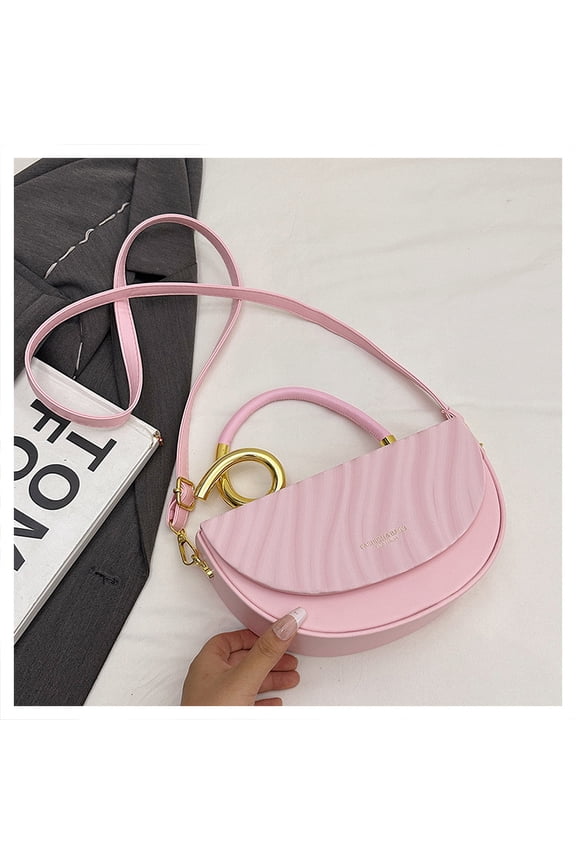 Luxury PU Saddle Bag for Women, Metal Ring Detail & Magnetic Snap Closure, Adjustable Strap Shoulder Crossbody Handbag for Daily Use (9.84" x 5.12" x 2.76", 0.93 lb)