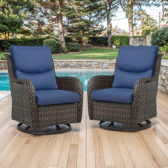Bellefurn Luxury Patio Swivel Rocker Chairs Wicker Rocking Chair,Outdoor Swivel Chairs Set of 2,Swivel Glider Lounge Chairs for Patio Balcony,Porch,Garden