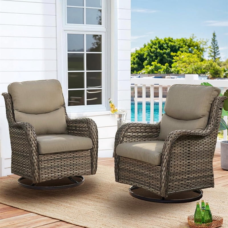 Bellefurn Luxury Patio Swivel Rocker Chairs Wicker Chair,Outdoor Swivel ...