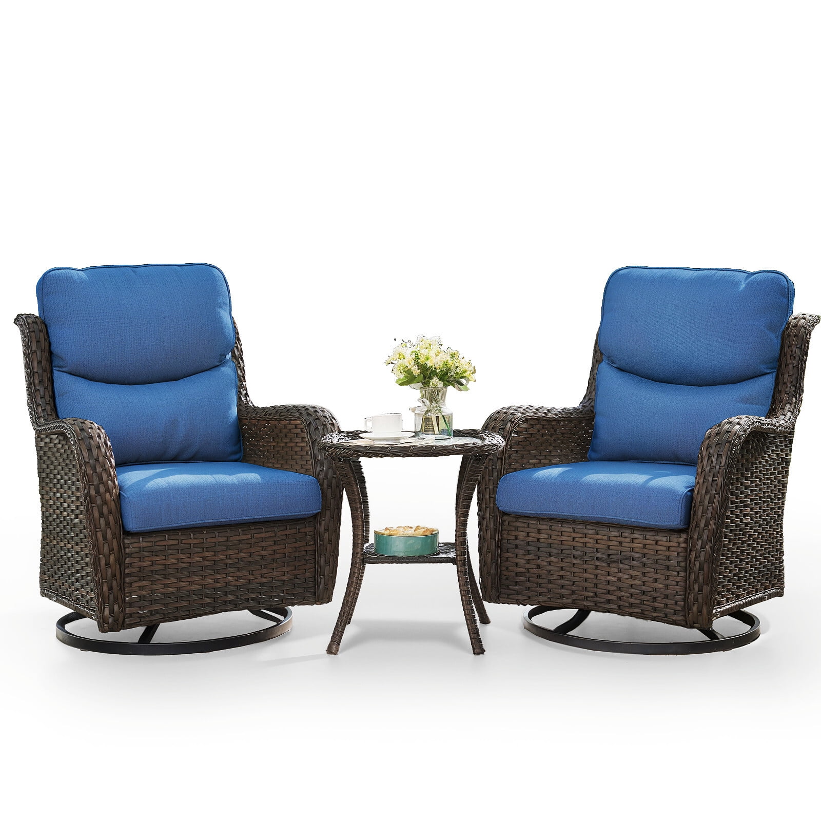 Bellefurn Luxury Patio Swivel Rocker Chairs Wicker Rocking Chair ...