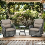 Bellefurn Luxury Patio Swivel Rocker Chairs Wicker Rocking Chair,Outdoor Swivel Chairs Set of 2,Swivel Glider Lounge Chairs with Side Table for Patio Balcony,Porch,Garden