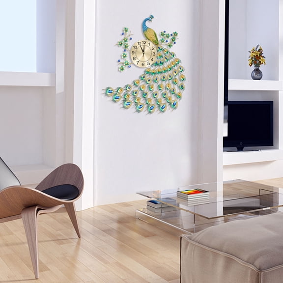 Luxury Peacock 8.26Inch Wall Clock 3D Metal Big Watch Art Decoration Modern New