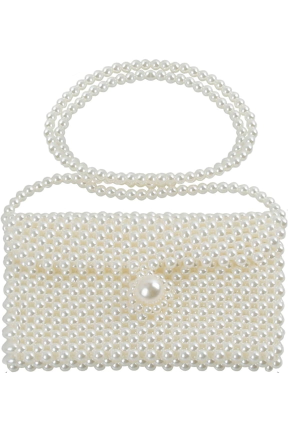 Luxury Pearl Bag Chain Bag Purse Shoulder Bag Evening Bags for Women, Artificial Pearl Clutch Crossbody Beaded Handmade Bags for Party Wedding Bridal Travel