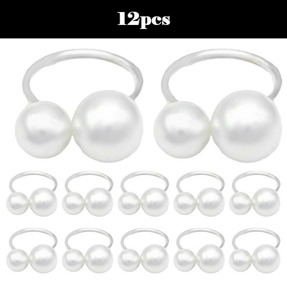 Luxury Pearl Napkin Rings for Wedding Reception and Formal Dinners (12 pcs)
