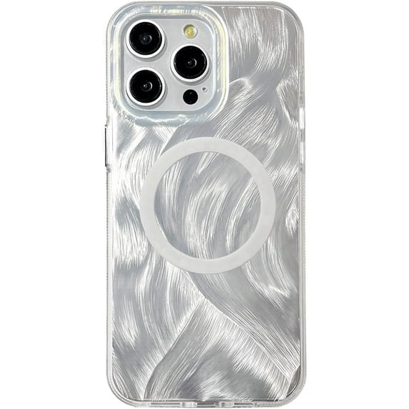 Luxury Pearl White Glitter Magnetic Case Compatible with iPhone 13 Pro Aesthetic Cover Mother-of-Pearl Sparkle Shiny Slim Protective Girls Women 13pro 6.1" Cases(with Magnet)