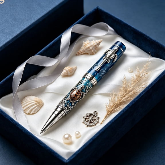 Luxury Pen For Men,Beach Pens,6inch Turtle Vintage Pen,2d Printed Pattern,Rollerball Pen Gift Set,Elegant Collectible Gift Pen Suitable For Daily Office And Personal Collection.