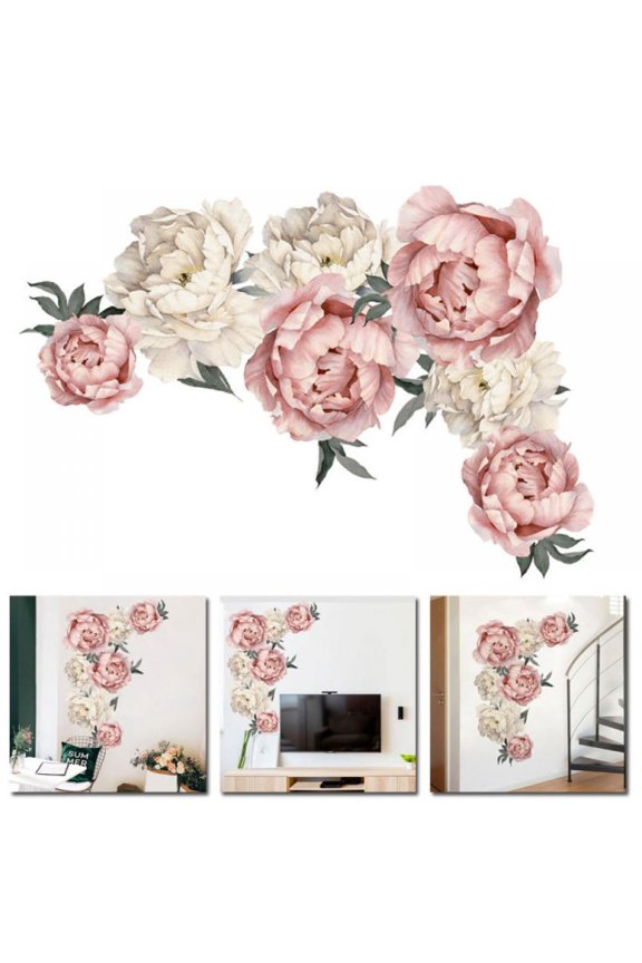 Luxury Peony Flower Wall-Paper Art Decals Detachable Wall Sticker Home Decor