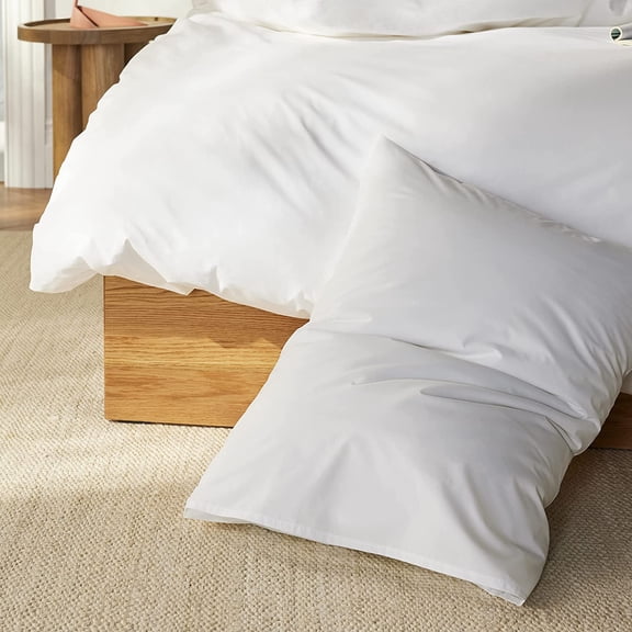 Luxury Percale Pillowcase Set of 2 – Cotton Pillow Cases Breathable Weave, Machine Washable - & Soft Pillowcases for Everyday Comfort, Pillow Covers for Standard Size (White)