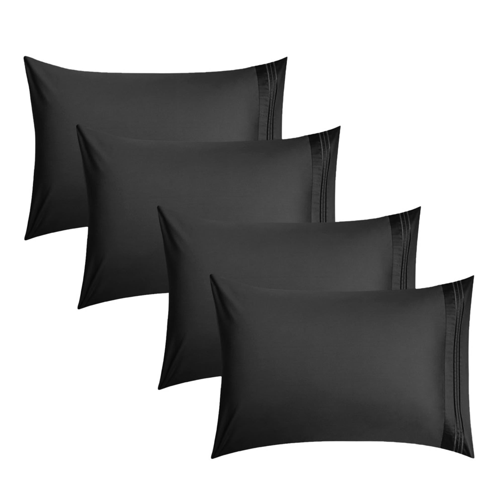 Luxury Pillowcase Set Of 4 - Super Soft Hotel Quality - Black Standard