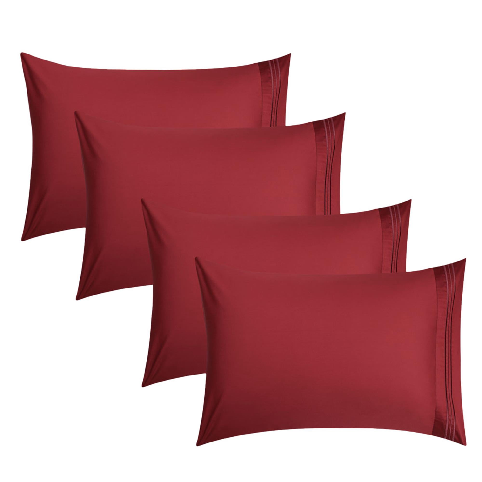 Luxury Pillowcase Set Of 4 - Super Soft Hotel Quality - Burgundy King