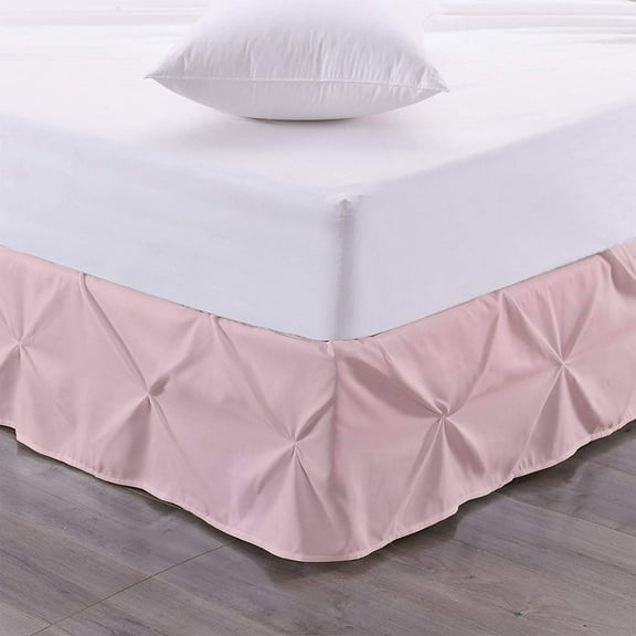 Luxury Pinch Pleated Bed Skirt 100% Egyptian Cotton 800 Thread Count 1-Piece Pintuck Bed Skirt 15" Inch Drop Length - Queen Size (60" x 80") Inch, Blush Solid