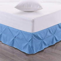 Luxury Pinch Pleated Bed Skirt 100% Egyptian Cotton 800 Thread Count 1-Piece Pintuck Bed Skirt 15" Inch Drop Length - California King Size (72" x 84") Inch, Light Blue Solid