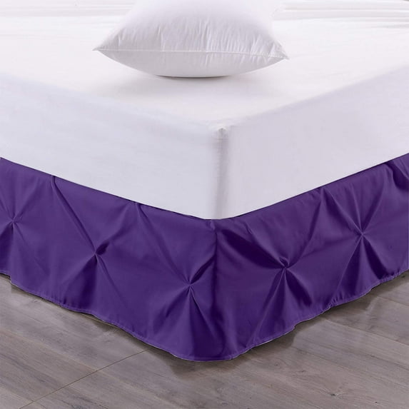 Luxury Pinch Pleated Bed Skirt 100% Egyptian Cotton 800 Thread Count 1-Piece Pintuck Bed Skirt 15" Inch Drop Length - Twin Size (39" x 75") Inch, Plum Solid