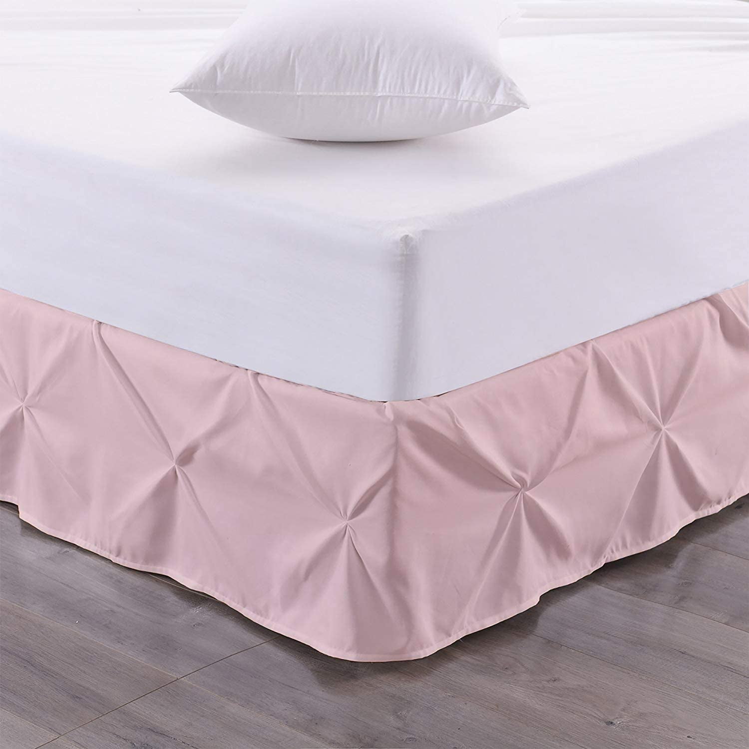 Luxury Pinch Pleated Bed Skirt 100% Egyptian Cotton 800 Thread Count 1-Piece Pintuck Bed Skirt 18" Inch Drop Length - Twin Size (39" x 75") Inch, Blush Solid