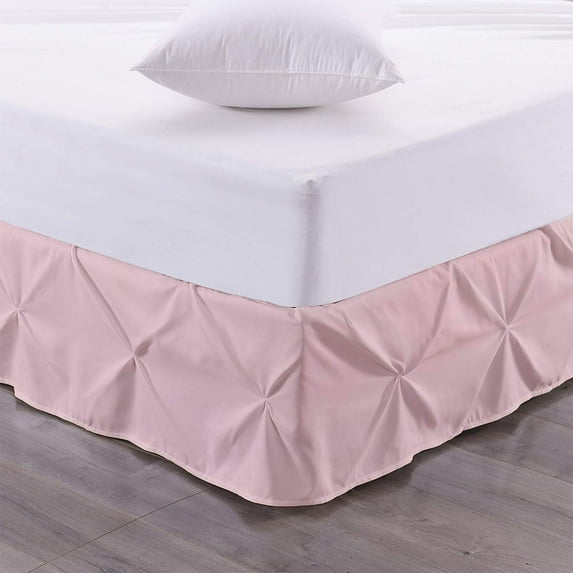Luxury Pinch Pleated Bed Skirt 100% Egyptian Cotton 800 Thread Count 1-Piece Pintuck Bed Skirt 21" Inch Drop Length - California King Size (72" x 84") Inch, Blush Solid