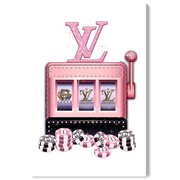 Luxury Pink Slots Coins Canvas Coquette Trendy Art by Art Remedy, Gallery Wrapped, 24" x 36"